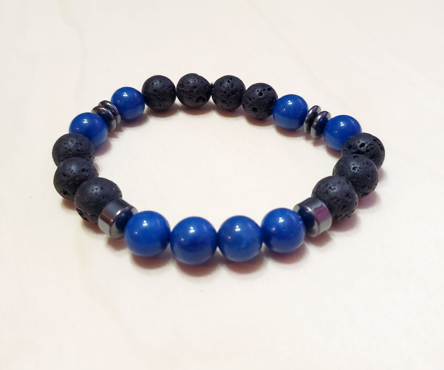 Venus Glam by Cardona Bracelet, Blue, Black Semi-Precious Stones Beads with Metal Spacers