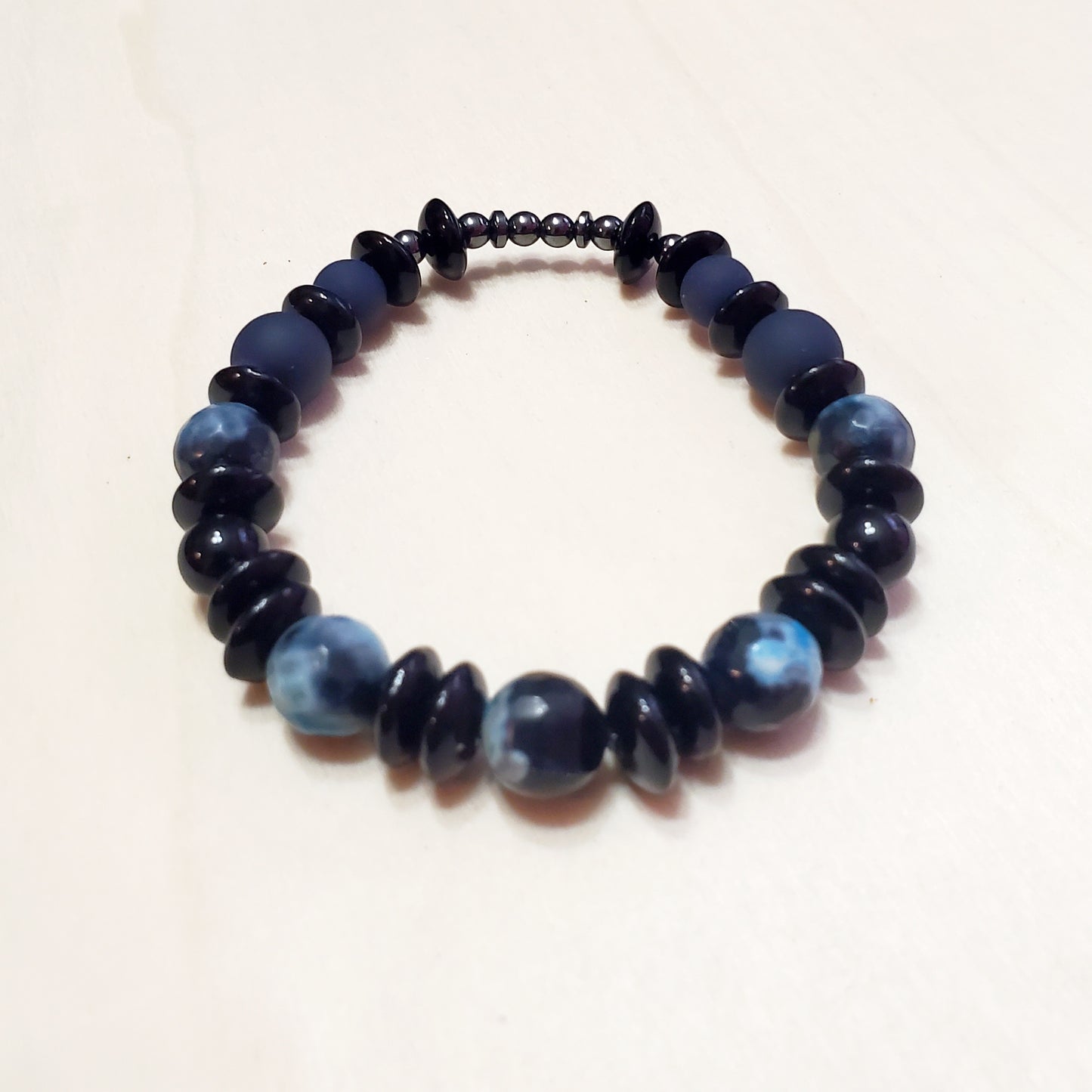 Venus Glam by Cardona Dark Blue and Black Semi-Precious Stone beads Bracelet