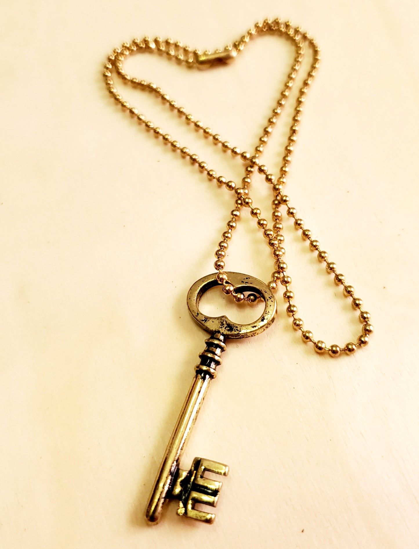 Venus Glam by Cardona 18" Gold Tone Ball Chain with Skeleton Key Pendant.