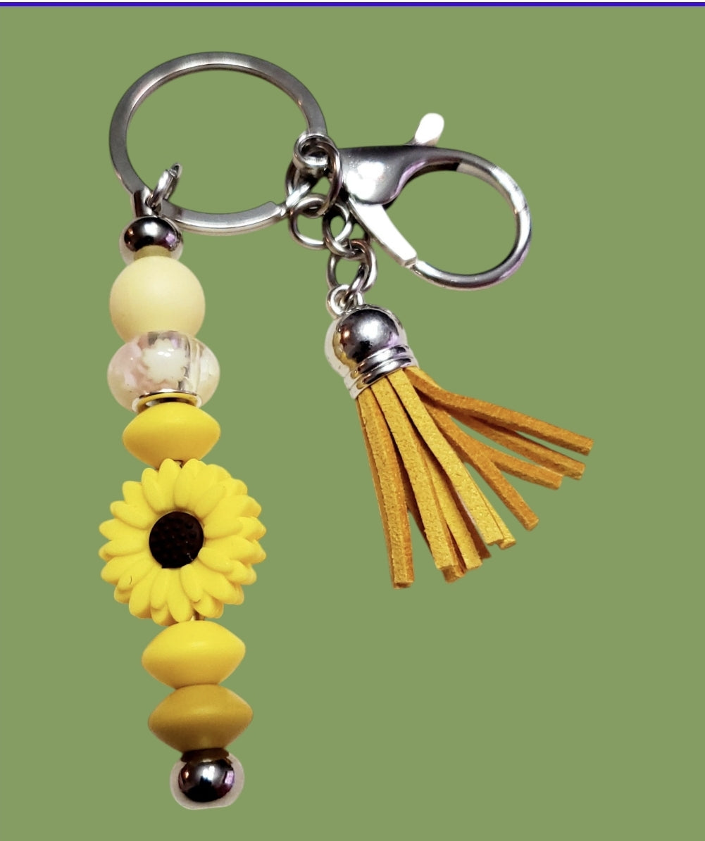 Venus Glam by Cardona Silicone Sunny Yellow Bag Tag Key Chain with Tassel.