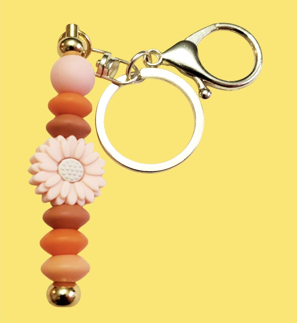 Venus Glam by Cardona Silicone Bag Tag Key Chain Accessory Pink Sunflower