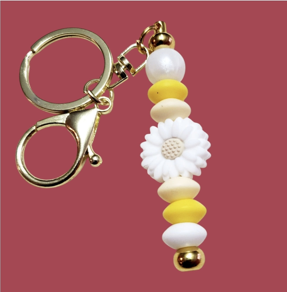 Venus Glam by Cardona Silicone Bag Tag Key Chain Accessory Yellow & White.