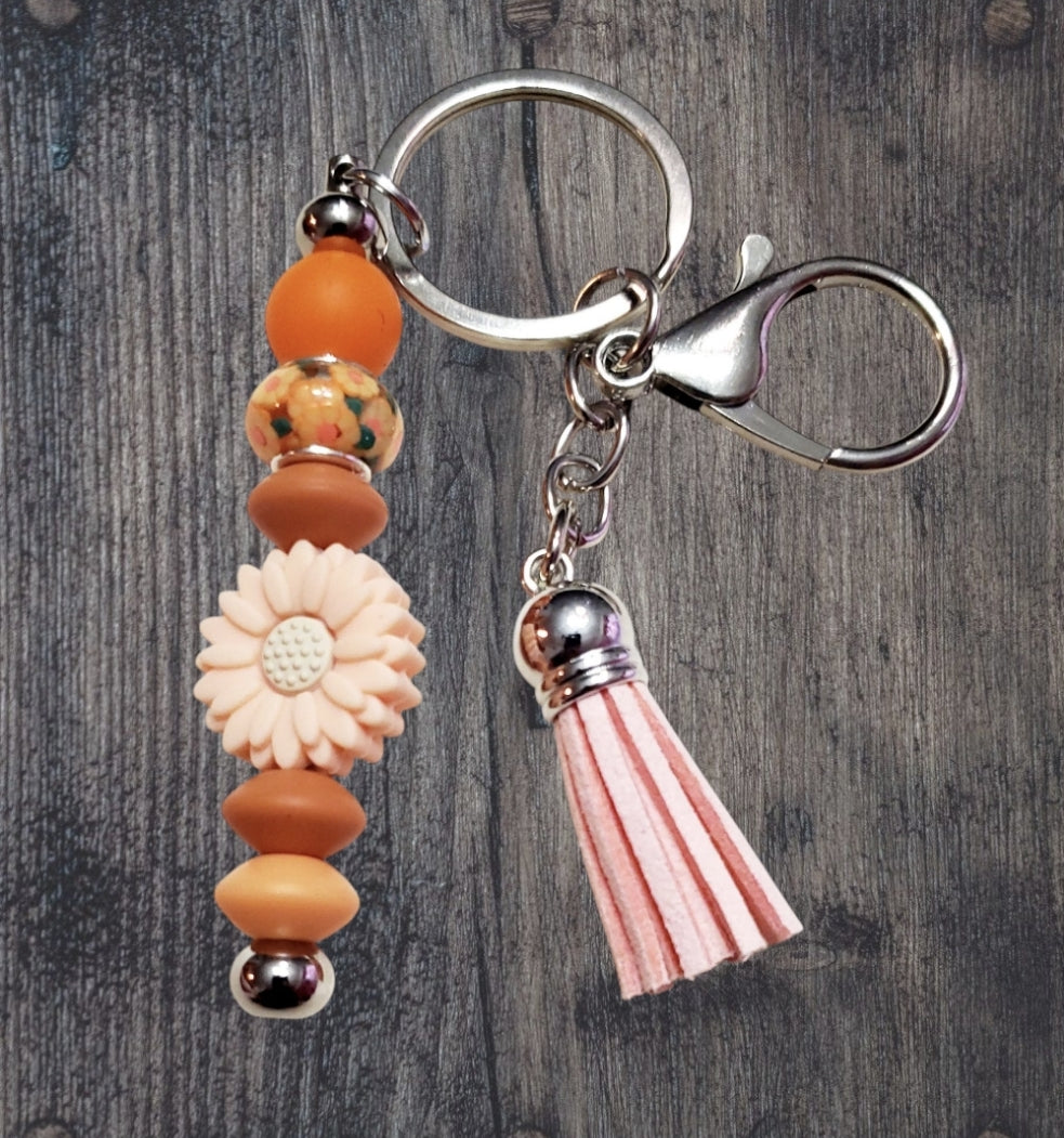 Venus Glam by Cardona Silicone Bag Tag Key Chain Soft Peach Tassel