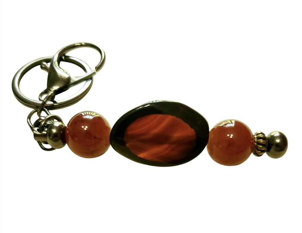 Venus Glam by Cardona Glass Bag Tag Key Chain Brownish Red Hue
